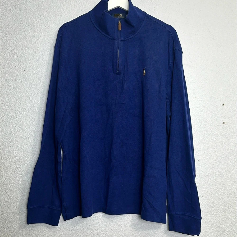 Polo Ralph Lauren Men's XL Estate Rib 1/4 Zip‎ Long Sleeve Pullover Blue READ